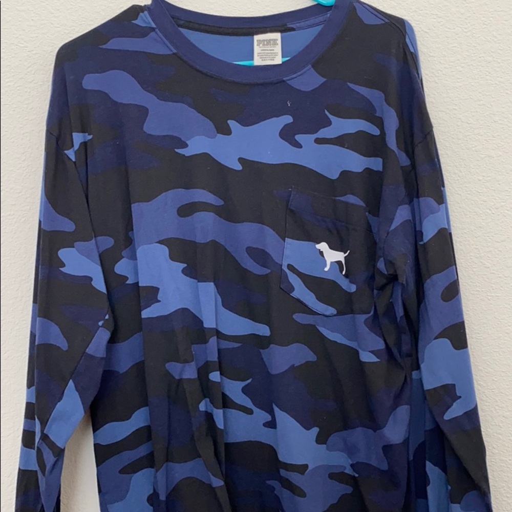 PINK blue camo long sleeve